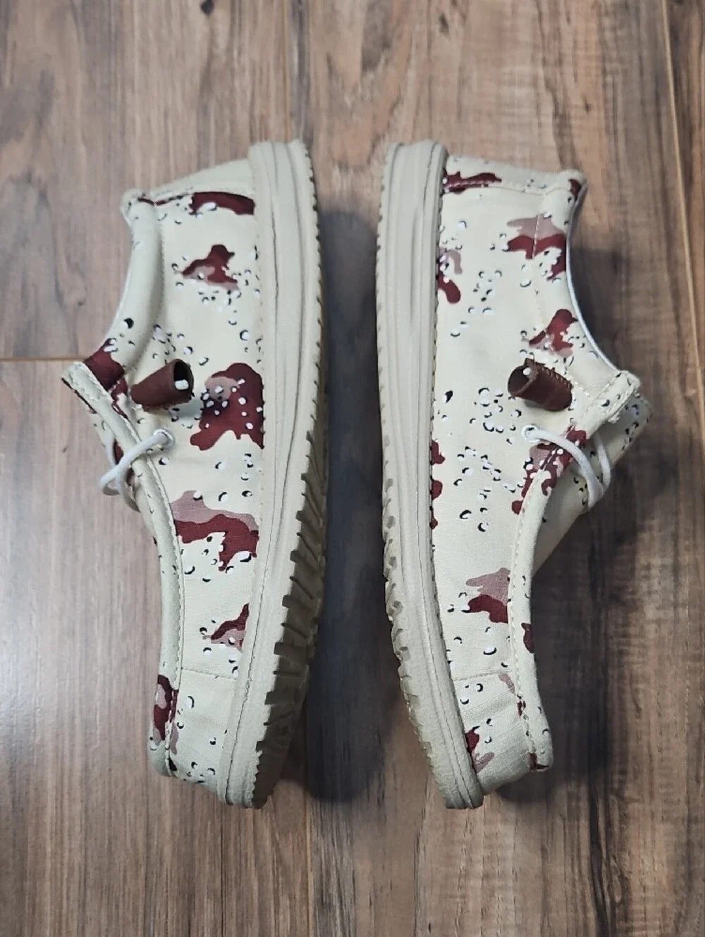 Hey Dude Men's Slip-On Loafers in Cream & Brown Desert Camo 8